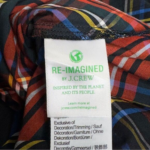 J. Crew Smocked Puff Sleeve Cotton Poplin Top in Stewart Plaid Holiday - 2X - Picture 10 of 13